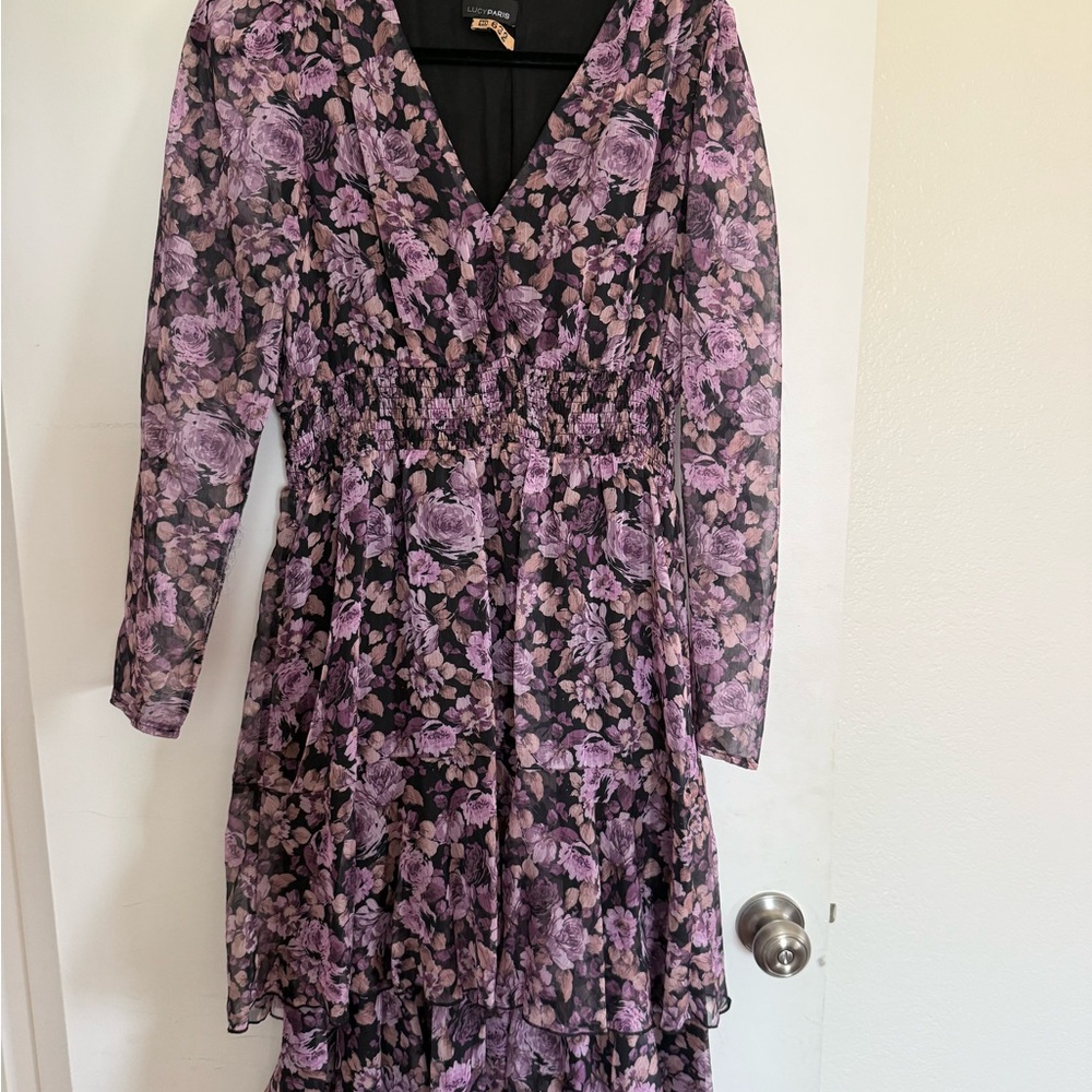 Lucy Paris Black and Purple Floral Dress